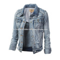 mezclilla para hombre y mujer frente cremallera jeans chaqueta estilo moda club oem desgaste